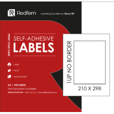 Redfern A4 Laser Label 100's 210x296mm
